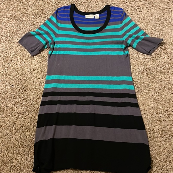 Striped stretchy sweater dress. - Picture 2 of 2